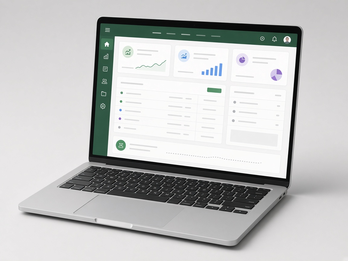 A laptop showing a business web application